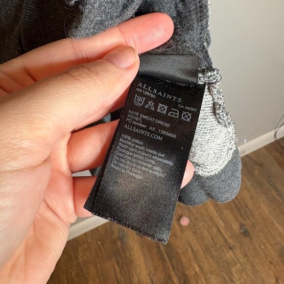 AllSaints grey cowl neck long sweatshirt - Picture 4 of 5